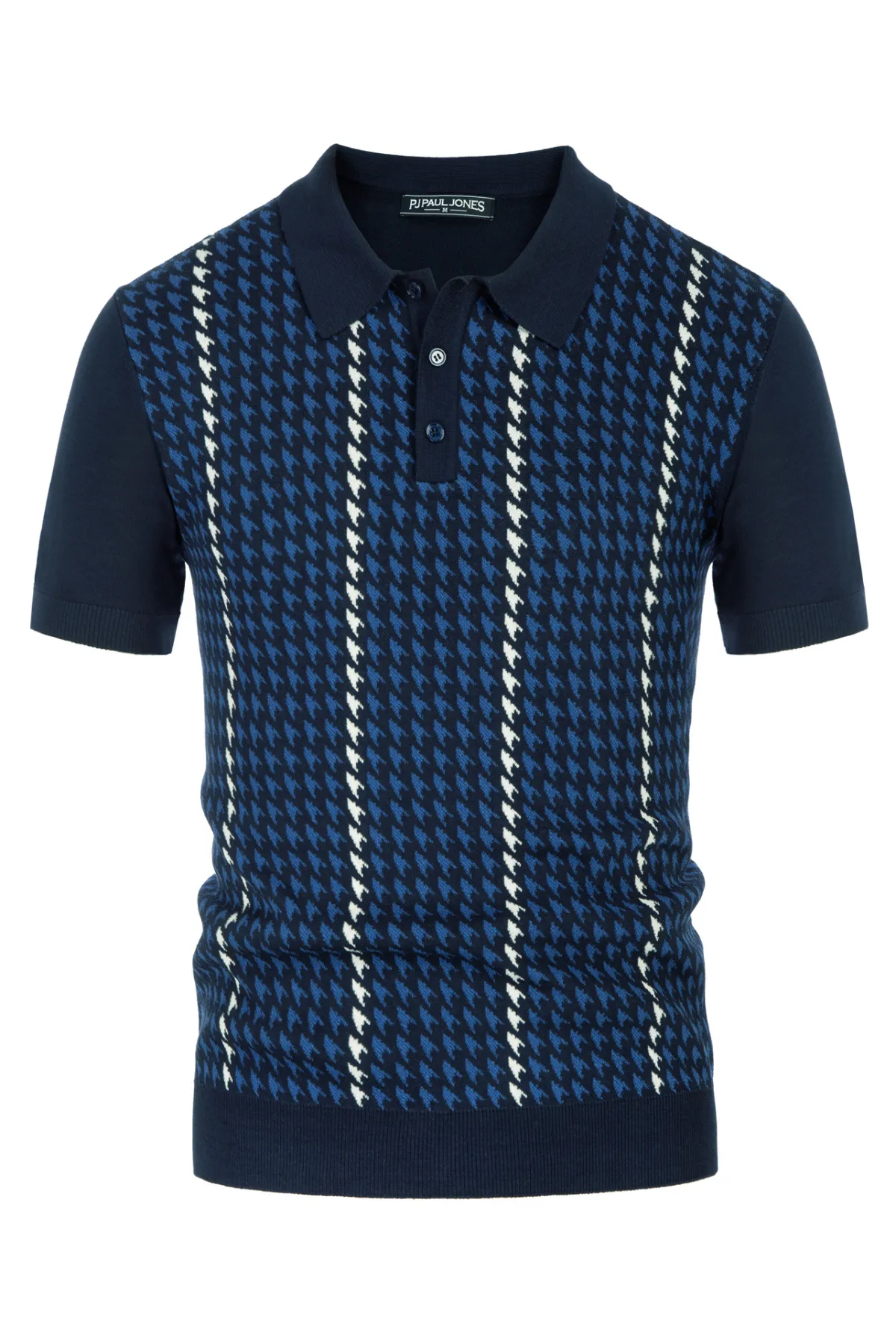 Men's Vintage Polo Pullover Shirts Lightweight Knit Houndstooth Golf Shirts