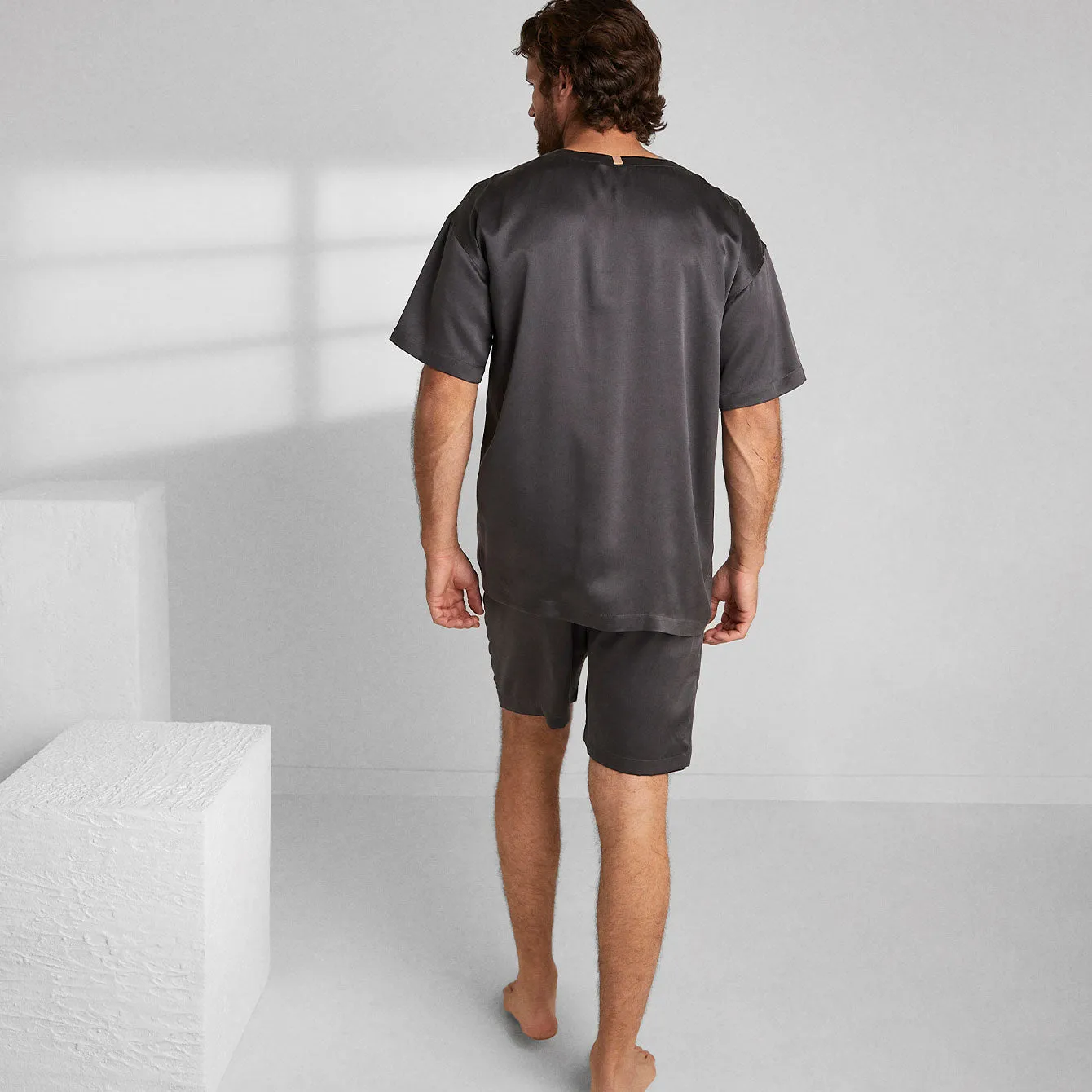 Men's Washable Silk Short Set