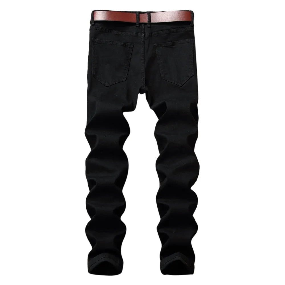 Men's Zip Fly Straight Legs Jeans with Extreme Rips