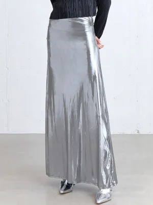 Metallic Silver Graceful Maxi Skirt