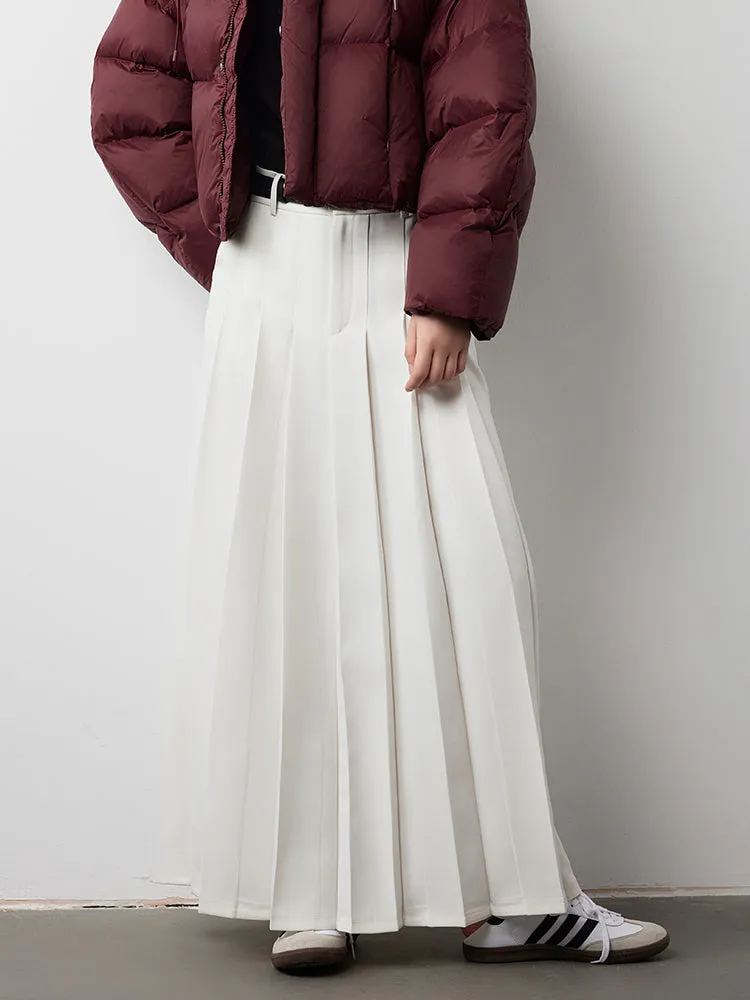 Mid Waist Graceful Pleated Maxi Skirt