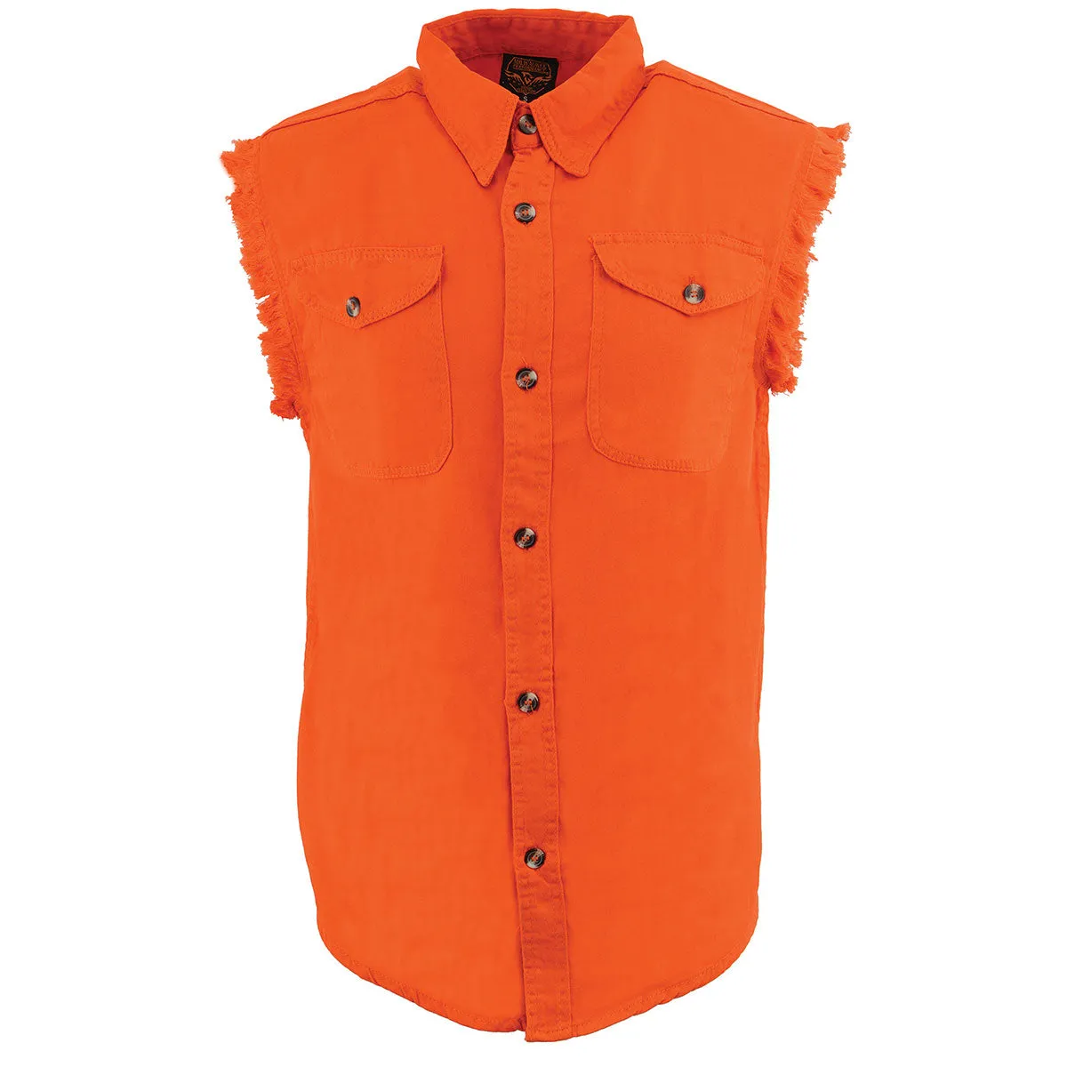 Milwaukee Leather DM1003 Men's Orange Lightweight Denim Shirt with