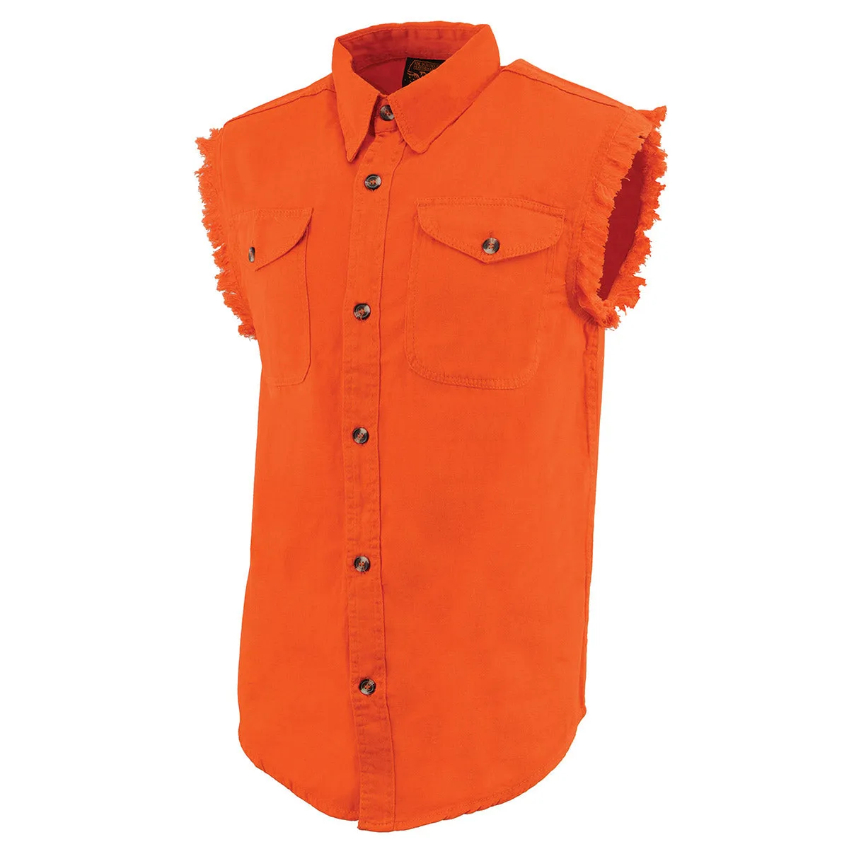 Milwaukee Leather DM1003 Men's Orange Lightweight Denim Shirt with