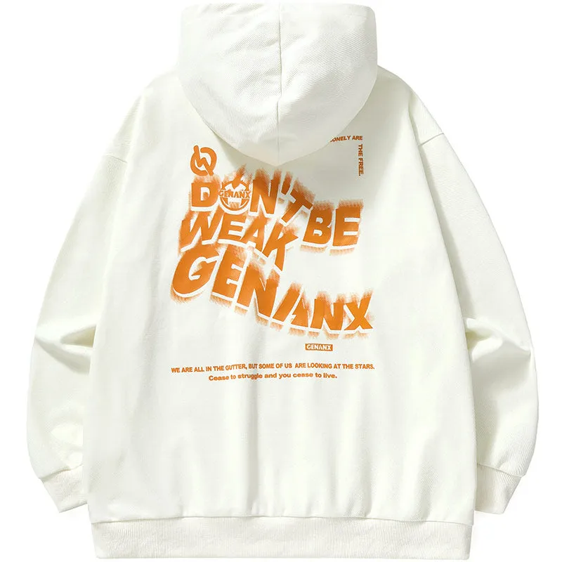 Minimalist Letter Print Plain Kangaroo Pocket Hoodies