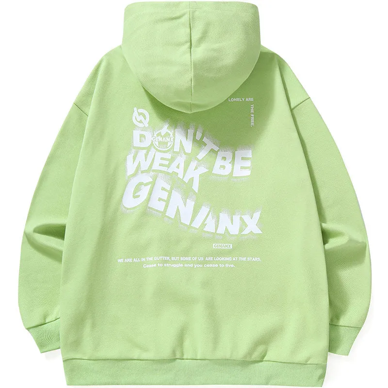 Minimalist Letter Print Plain Kangaroo Pocket Hoodies