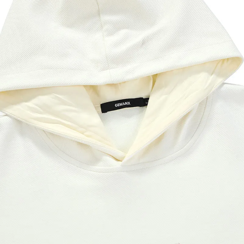 Minimalist Letter Print Plain Kangaroo Pocket Hoodies