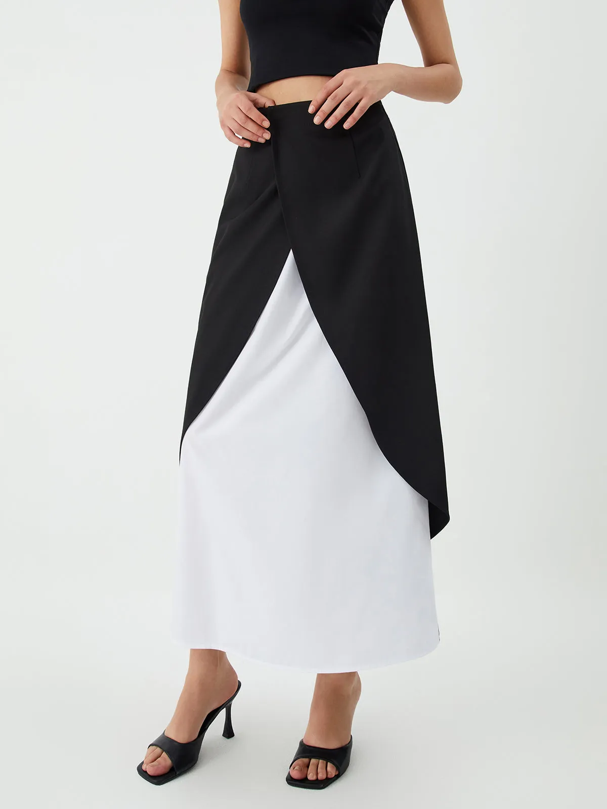 Patchwork Split Graceful Maxi Skirt