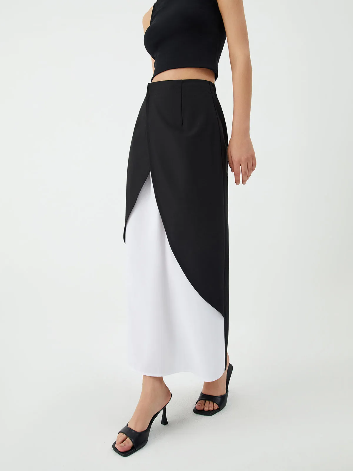 Patchwork Split Graceful Maxi Skirt