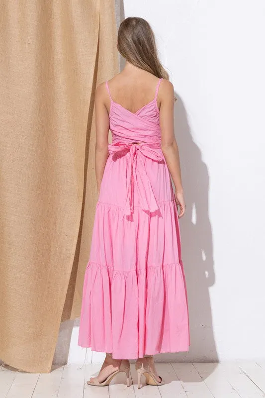 Pink Sling Neck Comfortable Long Dress