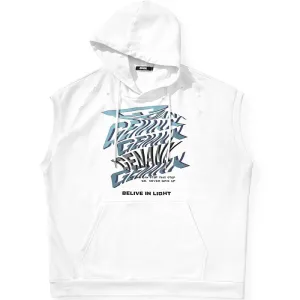 Plain Graffiti Print Kangaroo Pocket Sleeveless Hoodies