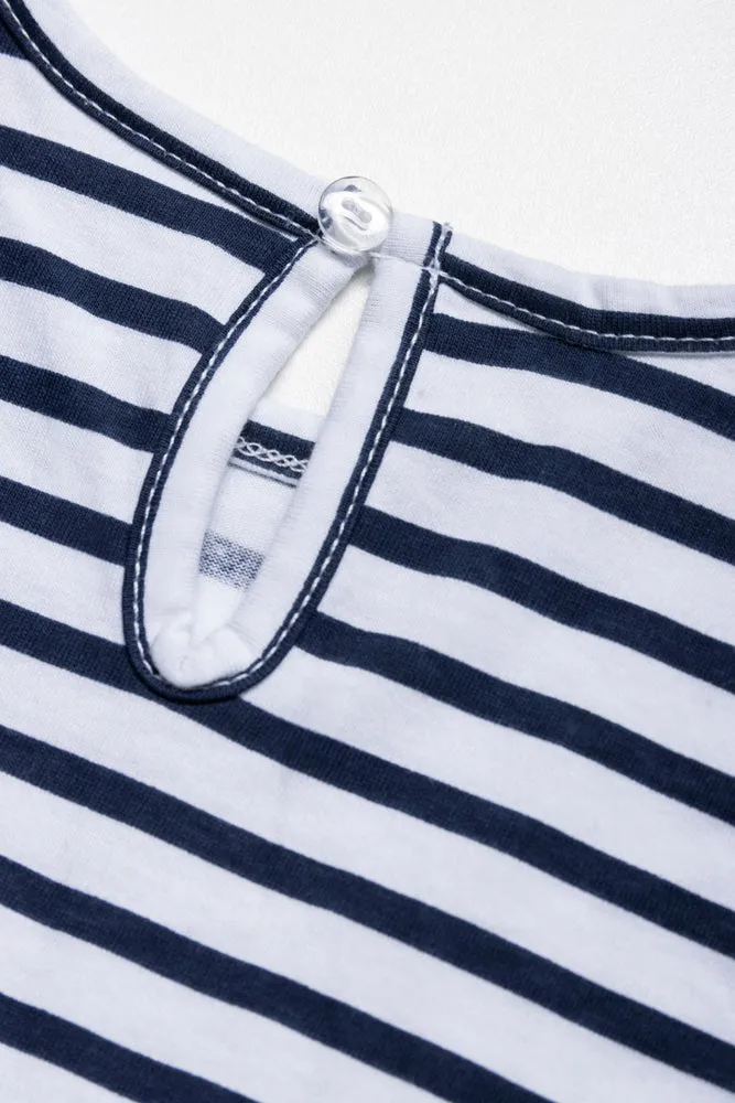 Pocket Dress Navy Stripes White