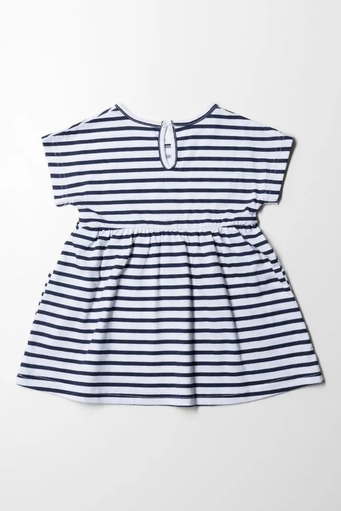 Pocket Dress Navy Stripes White