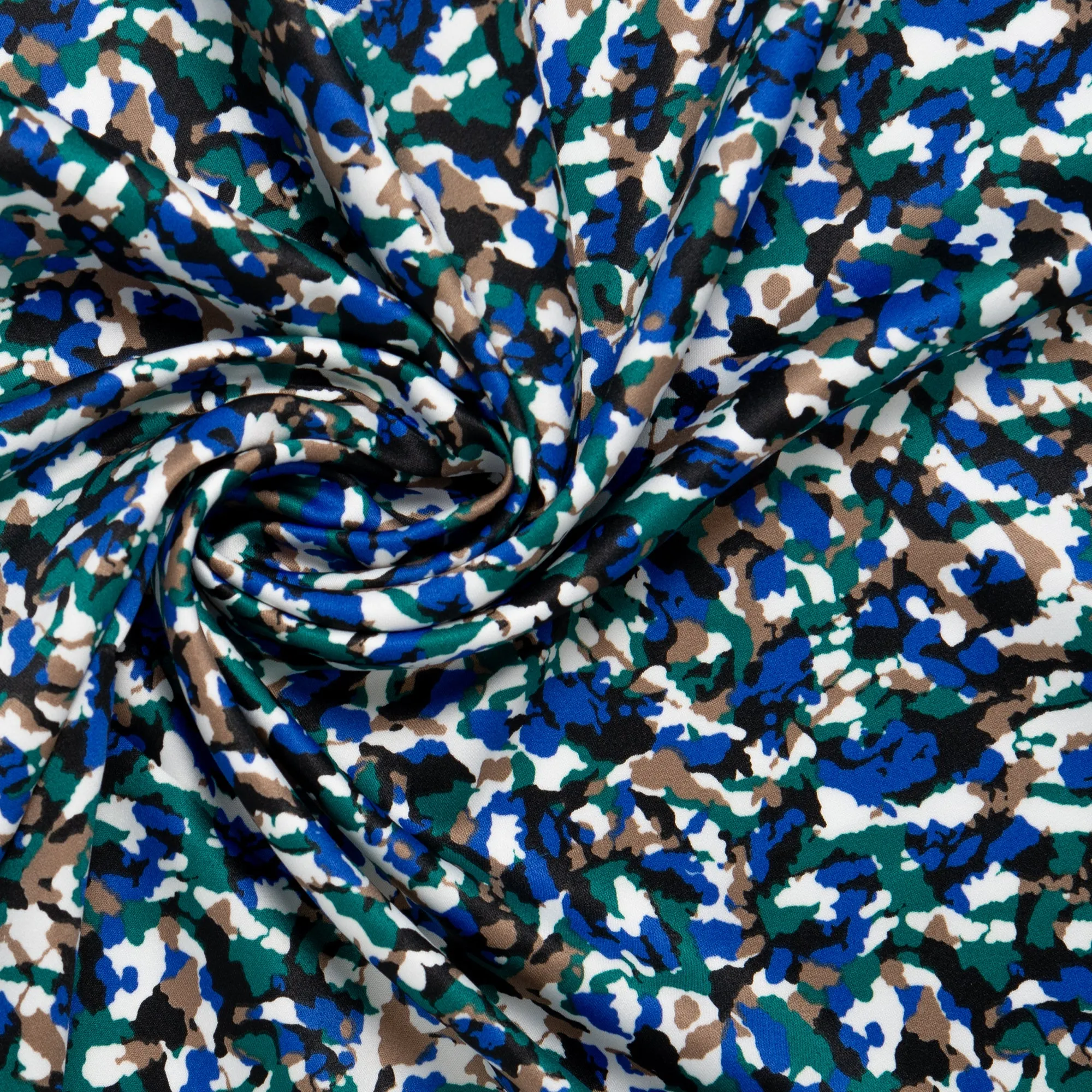 Printed Satin Velvet - CHARLOTTE - Abstracts - Blue