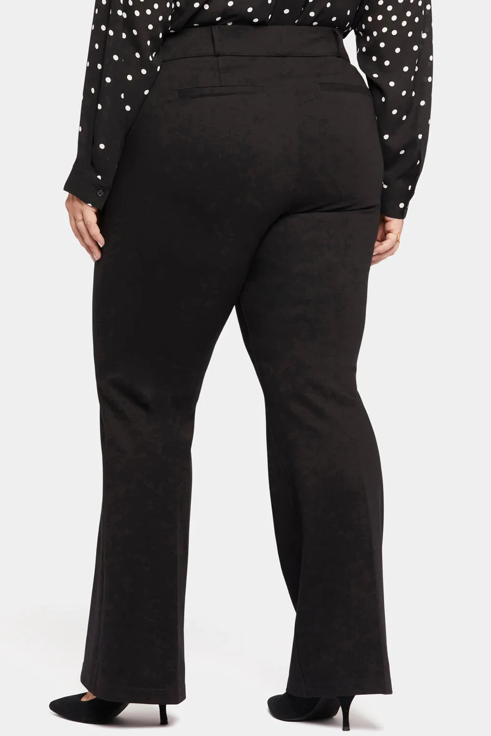 Pull-On Flared Trouser Pants In Plus Size - Black