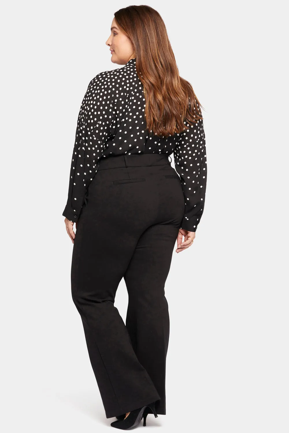 Pull-On Flared Trouser Pants In Plus Size - Black