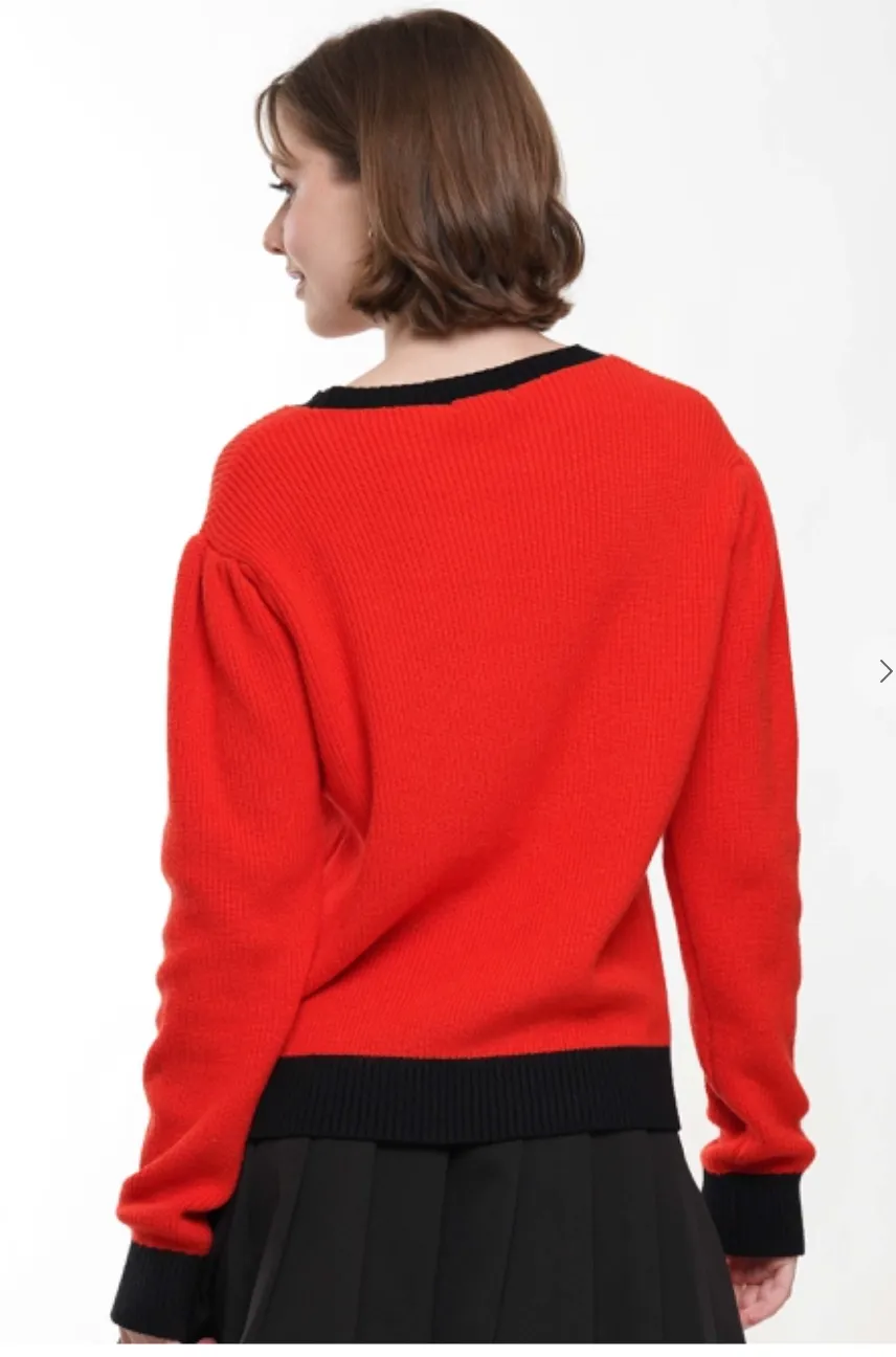 Red and Black Multi Bulldog Knit Long Sleeve