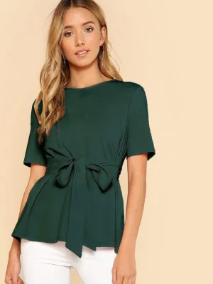 Self Belt Keyhole Back Solid Top