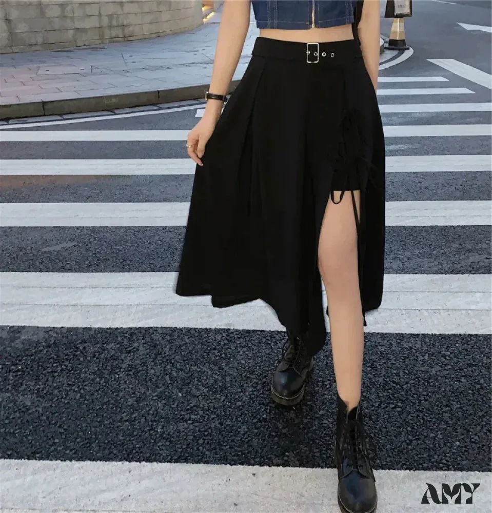 Simple Solid Comfortable High Skirt Casual Long Match All Waist Vintage