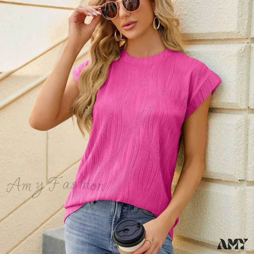 Solid Casual Loose Vintage Oversized Elegant Female Summer Tops Blouses