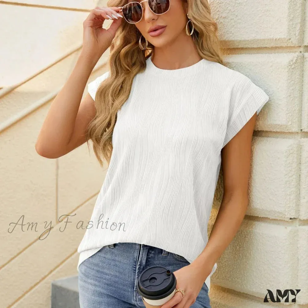 Solid Casual Loose Vintage Oversized Elegant Female Summer Tops Blouses