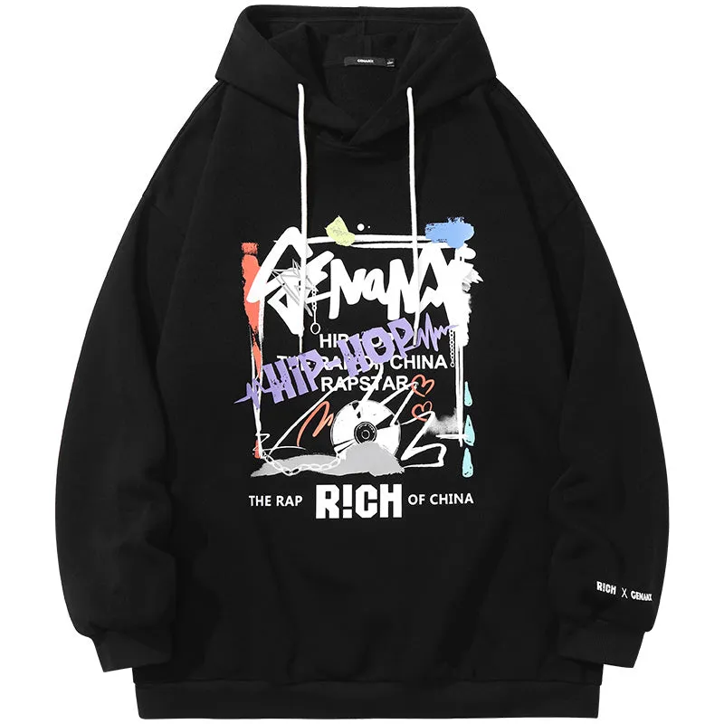 Street Hip Hop Letter Print Hoodies