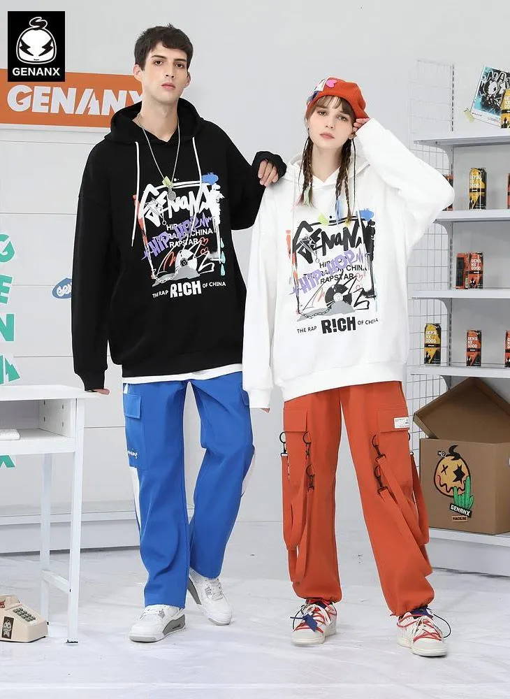 Street Hip Hop Letter Print Hoodies