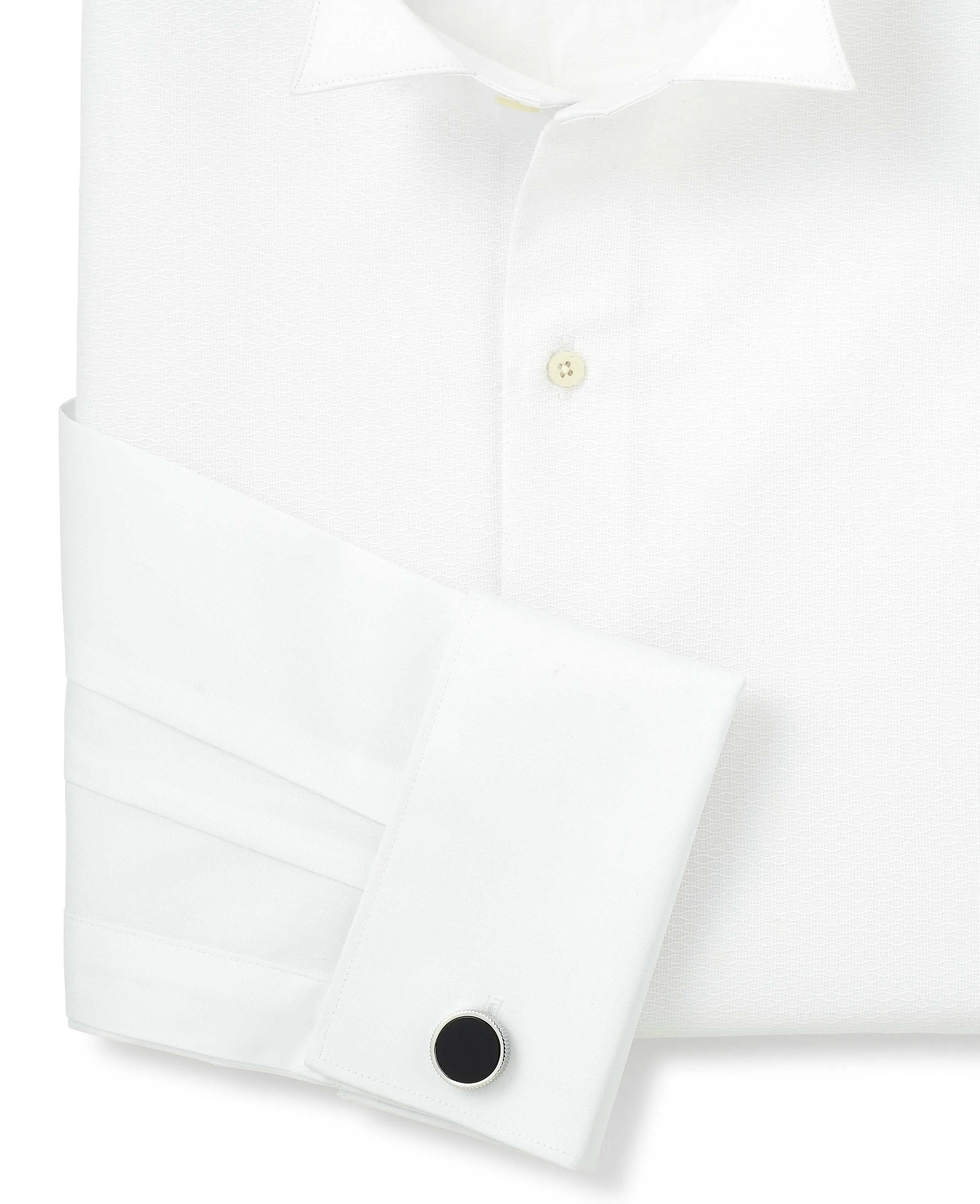 White Marcella Wing Collar Classic Fit Dress Shirt - Double Cuff