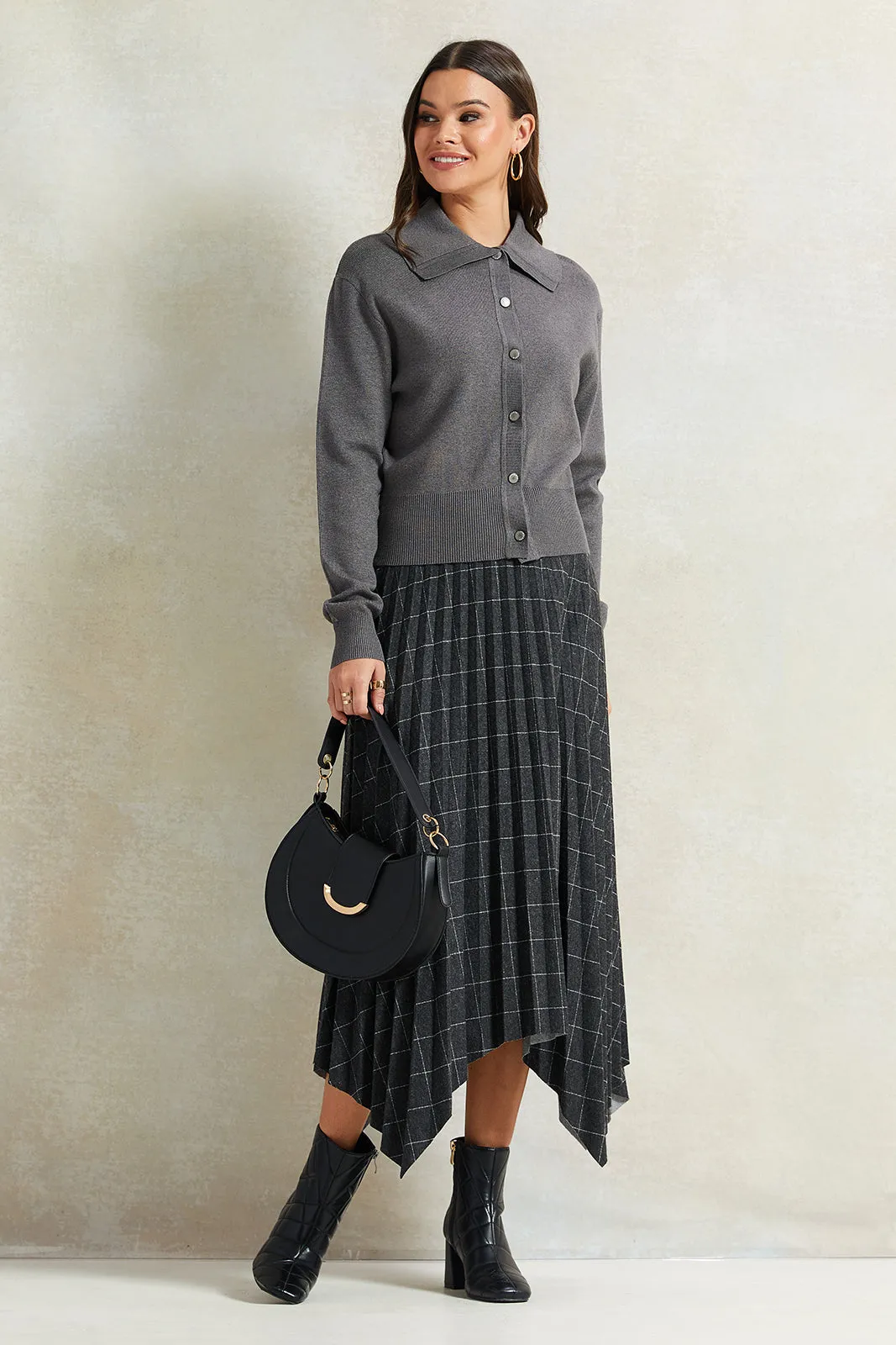 Women Charcoal Checkered Skirt