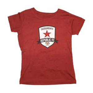 Women's Distressed Crest Tee Cardinal